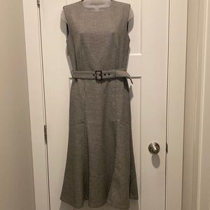 Beautiful Sleeveless  Houndstooth Belted MIDI  Sheath Dress 👗,size-2,Lined